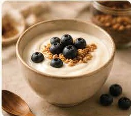 Bowl of yogurt with blueberries and granola